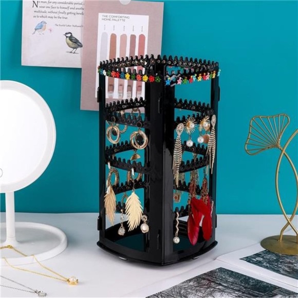360 Rotating Earring Holder and Jewelry Organizer, 4 Tiers Jewelry Rack Display - Picture 6 of 7